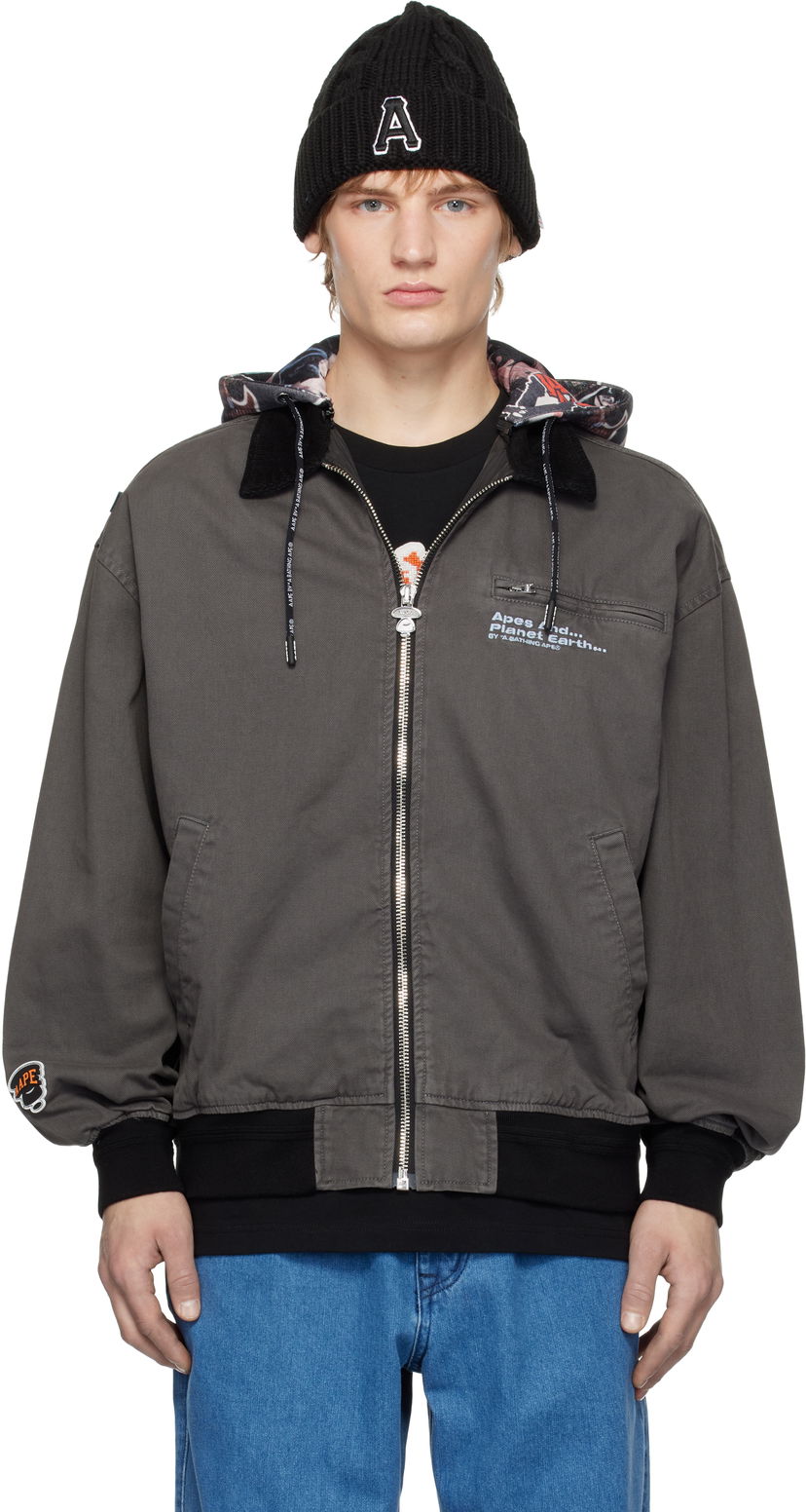 Куртка бомбер AAPE by A Bathing Ape AAPE by A Bathing Ape Hoodie Jacket Сірий | AAPLJM7675XXNBKL