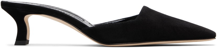 Ювелірні вироби Manolo Blahnik Manolo Blahnik Moiramu Suede Heeled Mules чорний | 225-1957