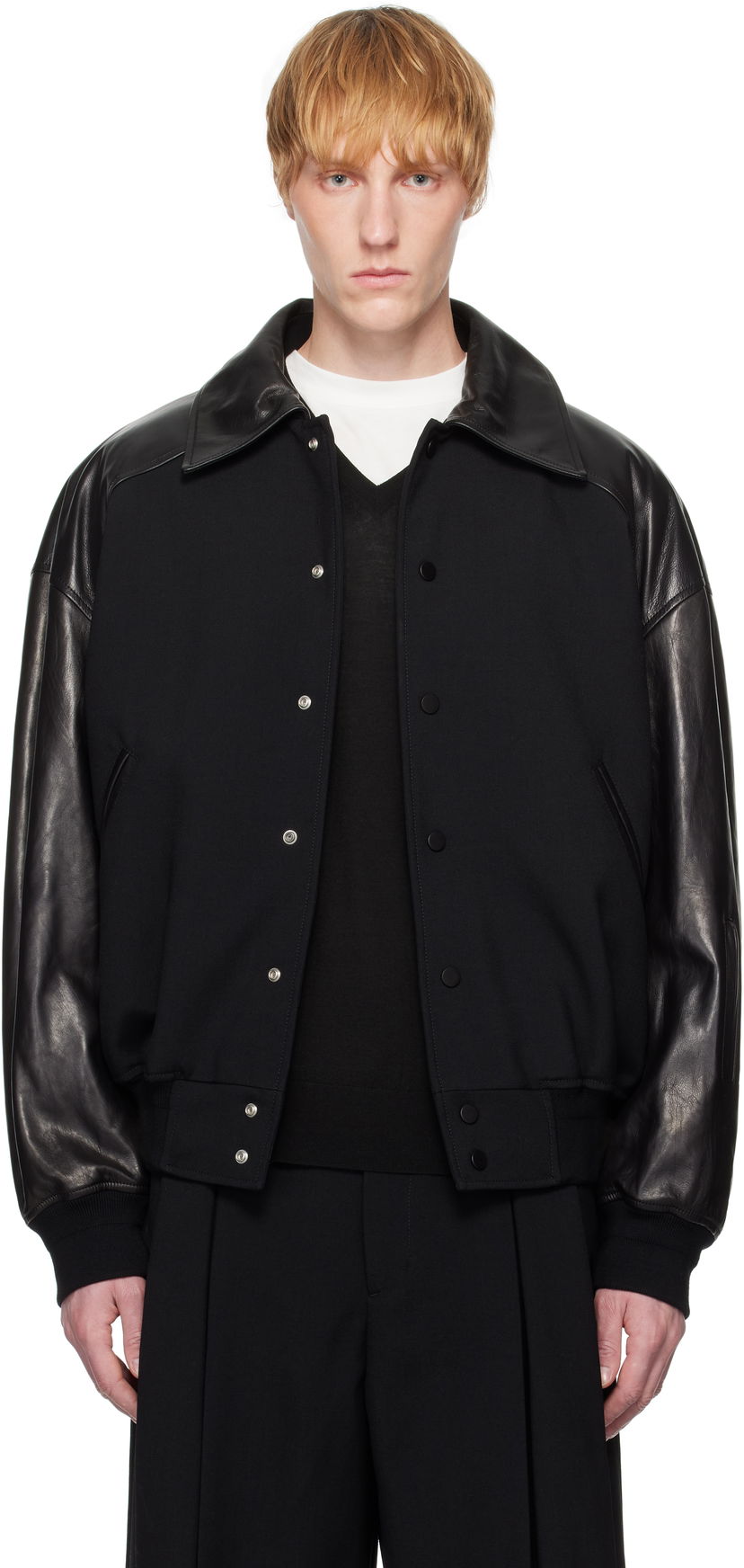 Куртка бомбер Jil Sander Jil Sander Padded Leather Bomber Jacket чорний | J21SW0050_J40160