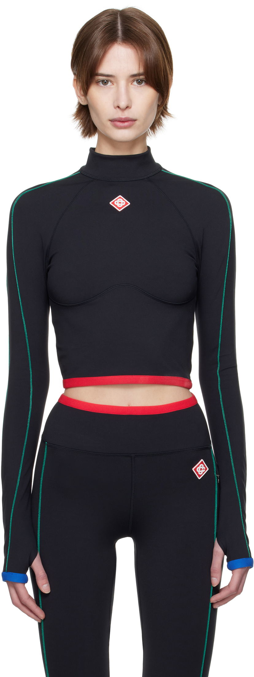 Кроп-топи Casablanca Casablanca Raglan Sleeve Sport Top чорний | WPS25-ACT-027-01