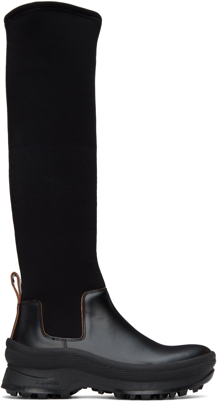 Кросівки та взуття Jil Sander Jil Sander Tall Leather Boots чорний | J44WW0001_P4193