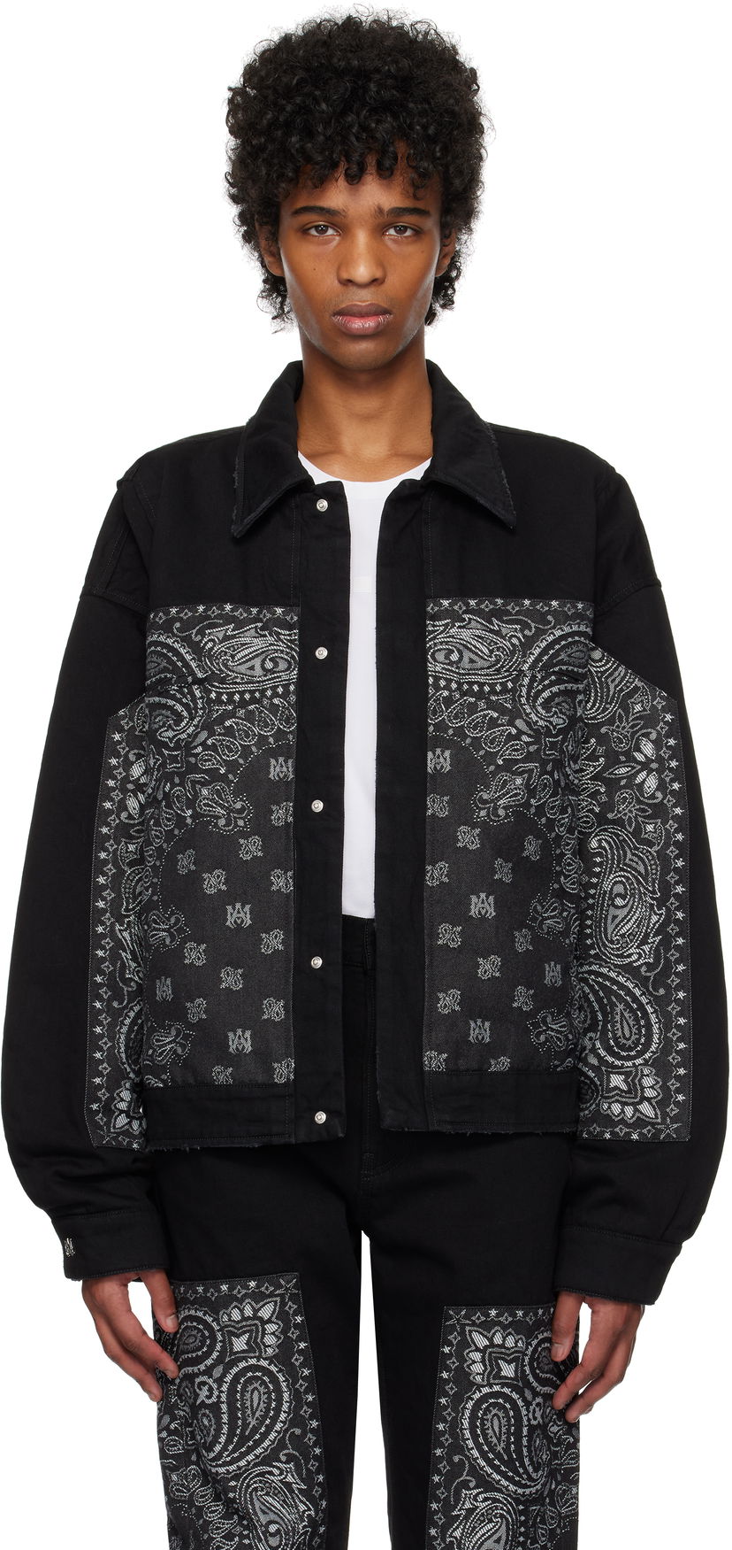 Куртка AMIRI AMIRI Bandana Jacquard Denim Jacket чорний | AMDNBN1007