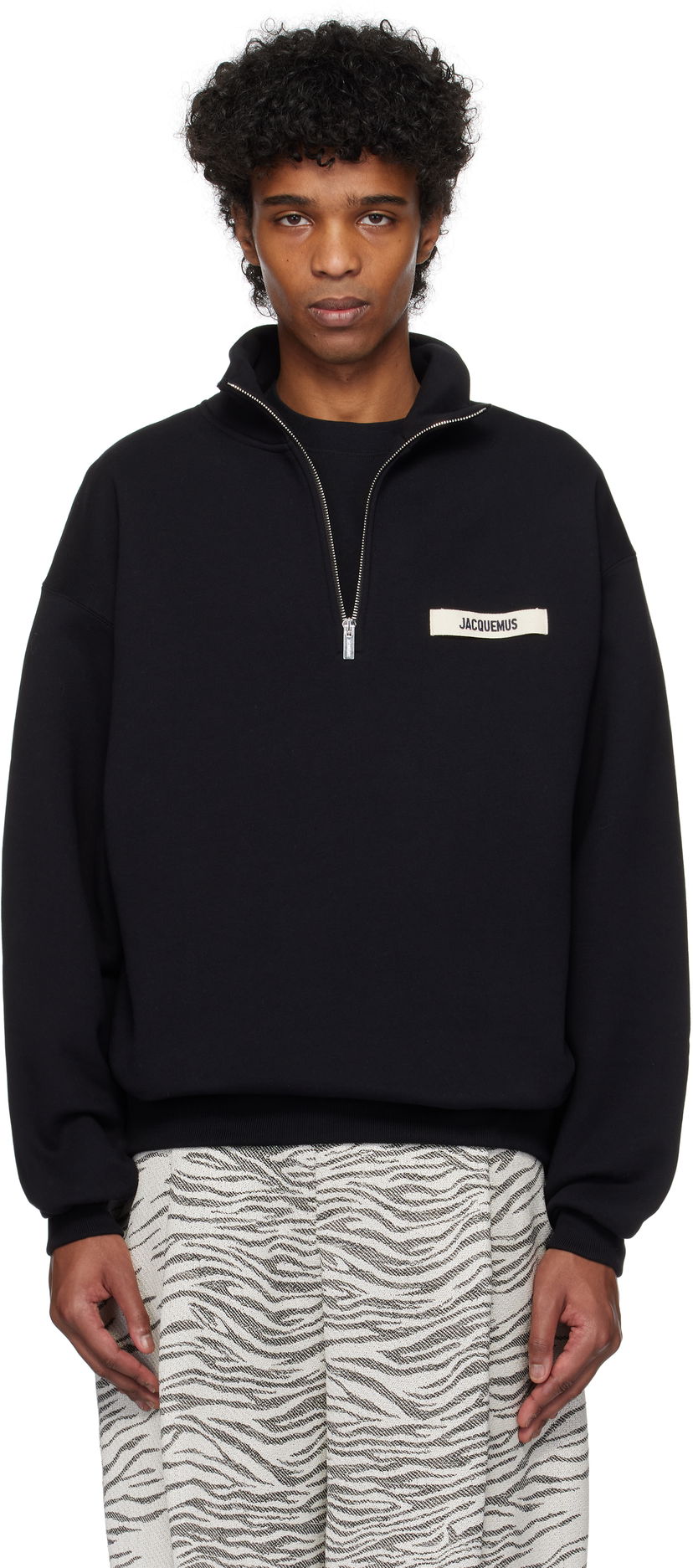 Cветр Jacquemus Jacquemus Gros Grain Zipped Rollneck Sweatshirt чорний | 25E255JS283-2458