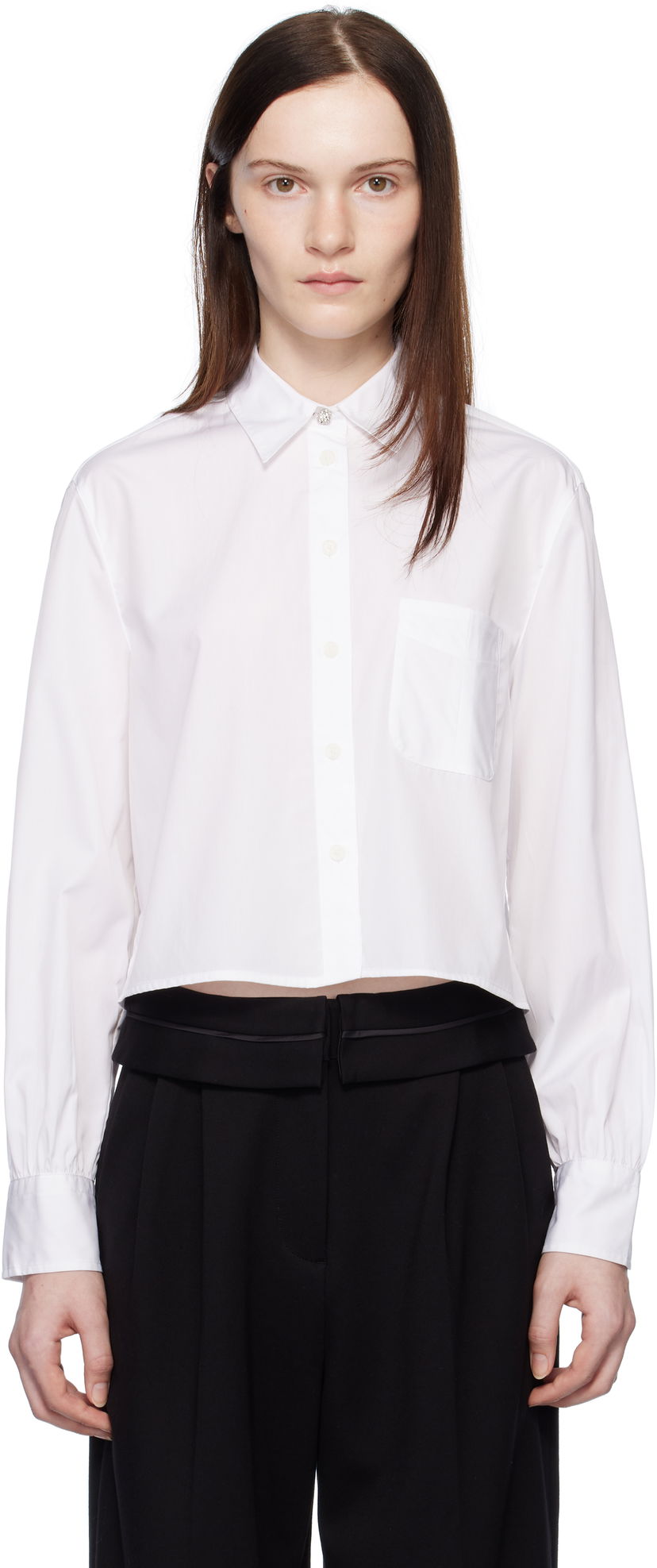Сорочка rag & bone Rag & Bone Maxine Jewel Cropped Shirt білий | WAW24HA031CU31