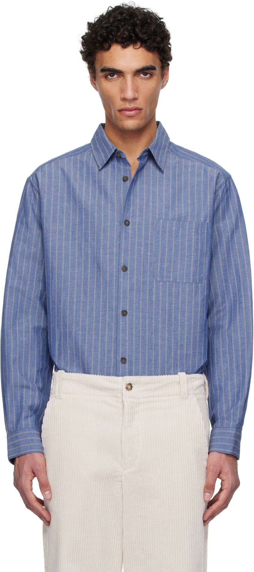 Сорочка A.P.C. A.P.C. Striped Button-Down Shirt Синій | COHFW-H12532