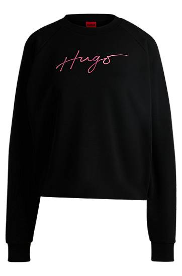 Cветр BOSS HUGO Women's Cotton-Terry Sweatshirt чорний | 50534271