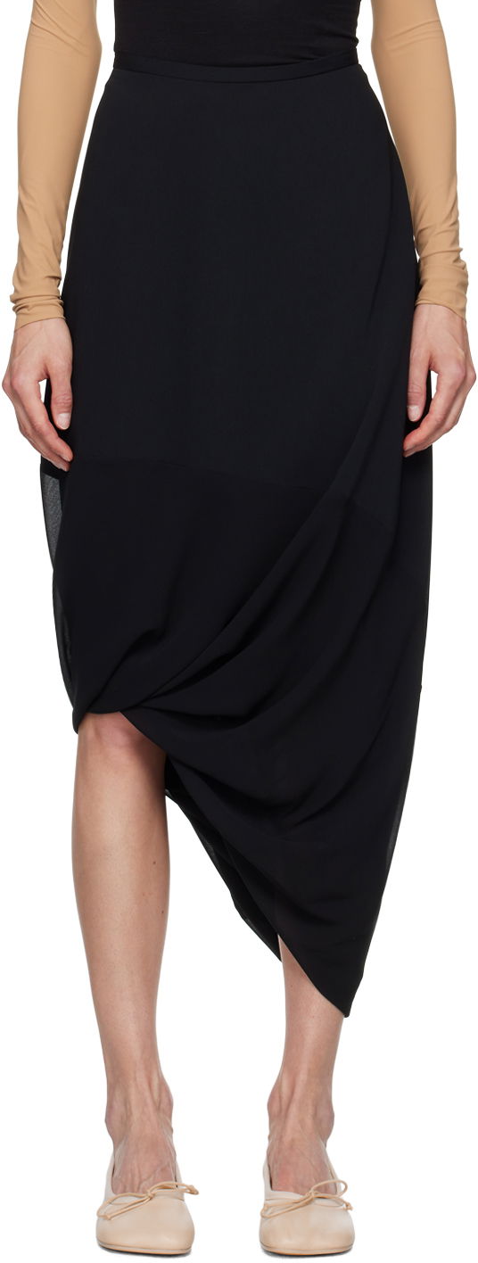 Спідниця Maison Margiela MM6 Black Asymmetric Midi Skirt чорний | S52ME0018 MTN017