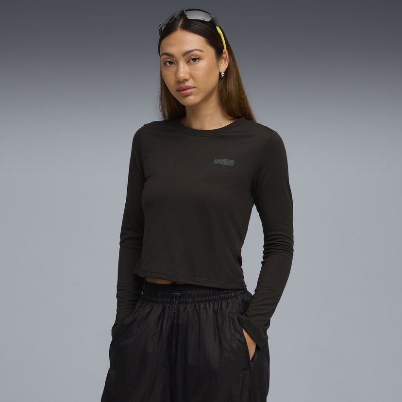 Кроп-топи Puma PUMA x ROSÉ Women's Long Sleeve Cropped T-Shirt чорний | 633805_01