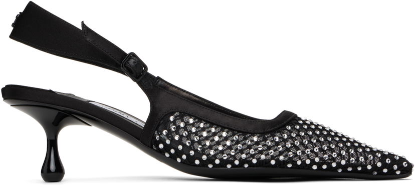 Кросівки та взуття Jimmy Choo Jimmy Choo Amel 50 Crystal Slingback Heels чорний | AMEL 50 QHS