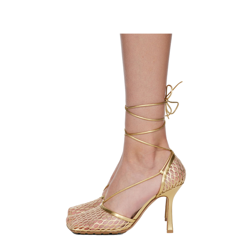 Кросівки та взуття Bottega Veneta Stretch Lace-Up Sandal "Gold" бежевий | 651388 V1BT1