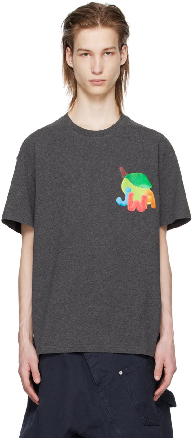 Футболка JW Anderson Gray Lime T-Shirt Сірий | JT0229-PG0980