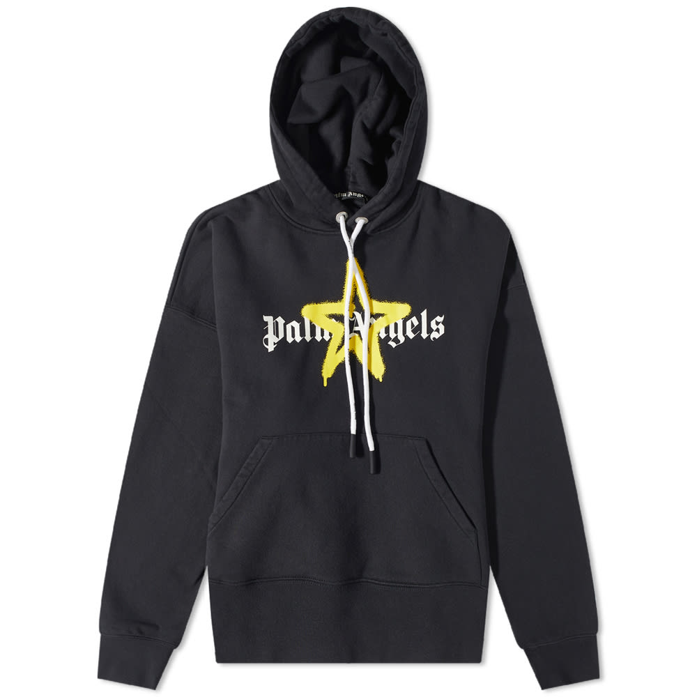 Світшоти Palm Angels Star Sprayed Logo Popover Hoody чорний | PMBB058C99FLE0071018, 0