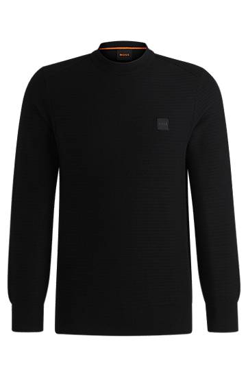 Cветр BOSS BOSS Cotton Cashmere Logo Patch Sweater чорний | 50527584