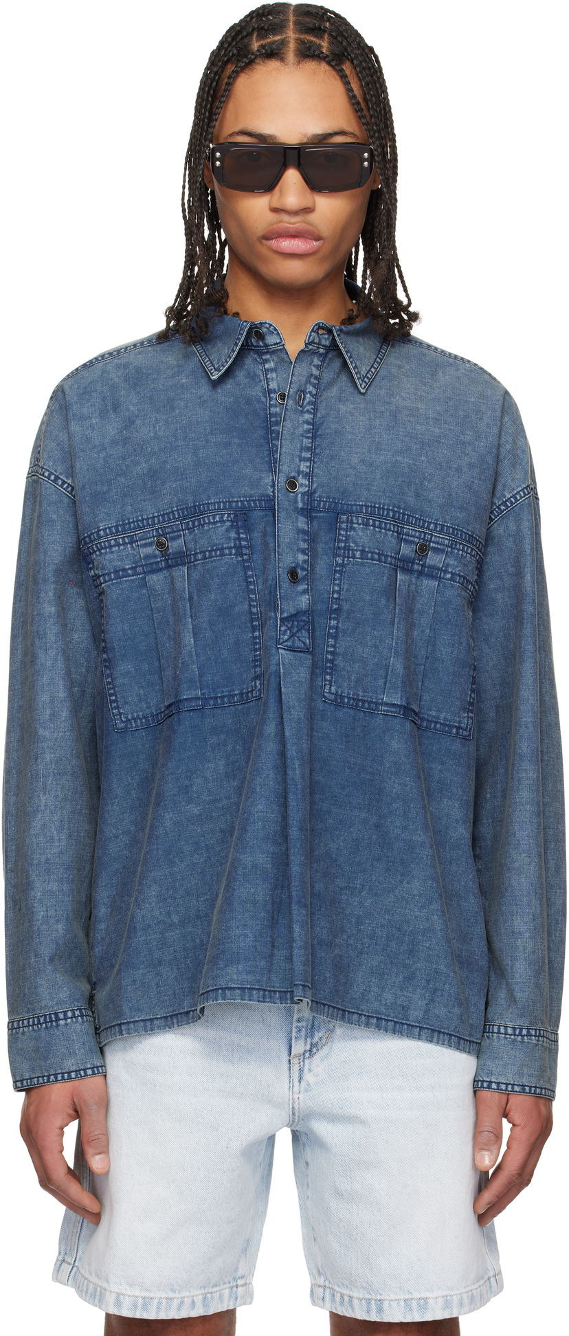 Сорочка ISABEL MARANT Isabel Marant Vittore Denim Overshirt Синій | 25PCH0228HA-C1I01H