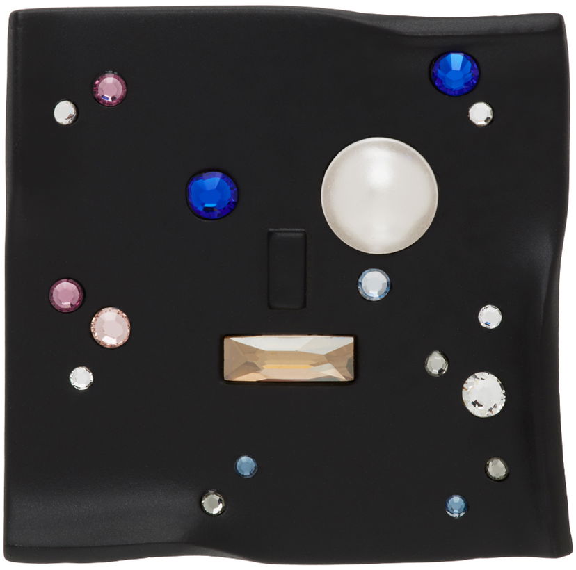 Pin ADER ERROR Black Crystal-Embellished Wavy Brooch чорний | BMSWSSJW0904BK