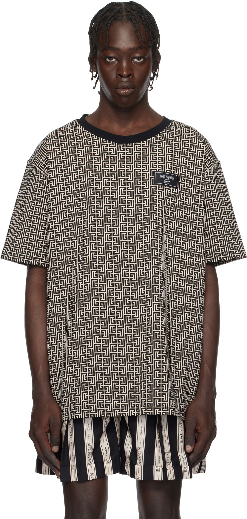 Футболка Balmain Labyrinth Print T-Shirt Сірий | EH1EG010BC90