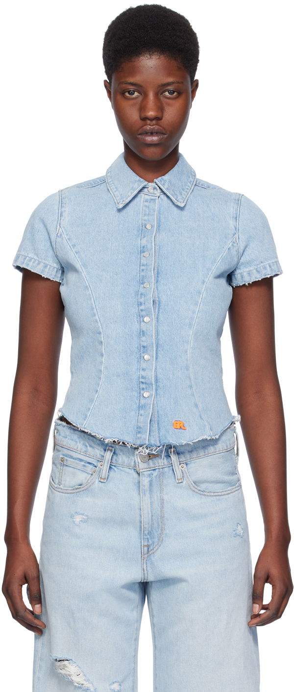 Сорочка ERL ERL Levi's Edition Short Sleeve Denim Shirt Синій | ERL07B301