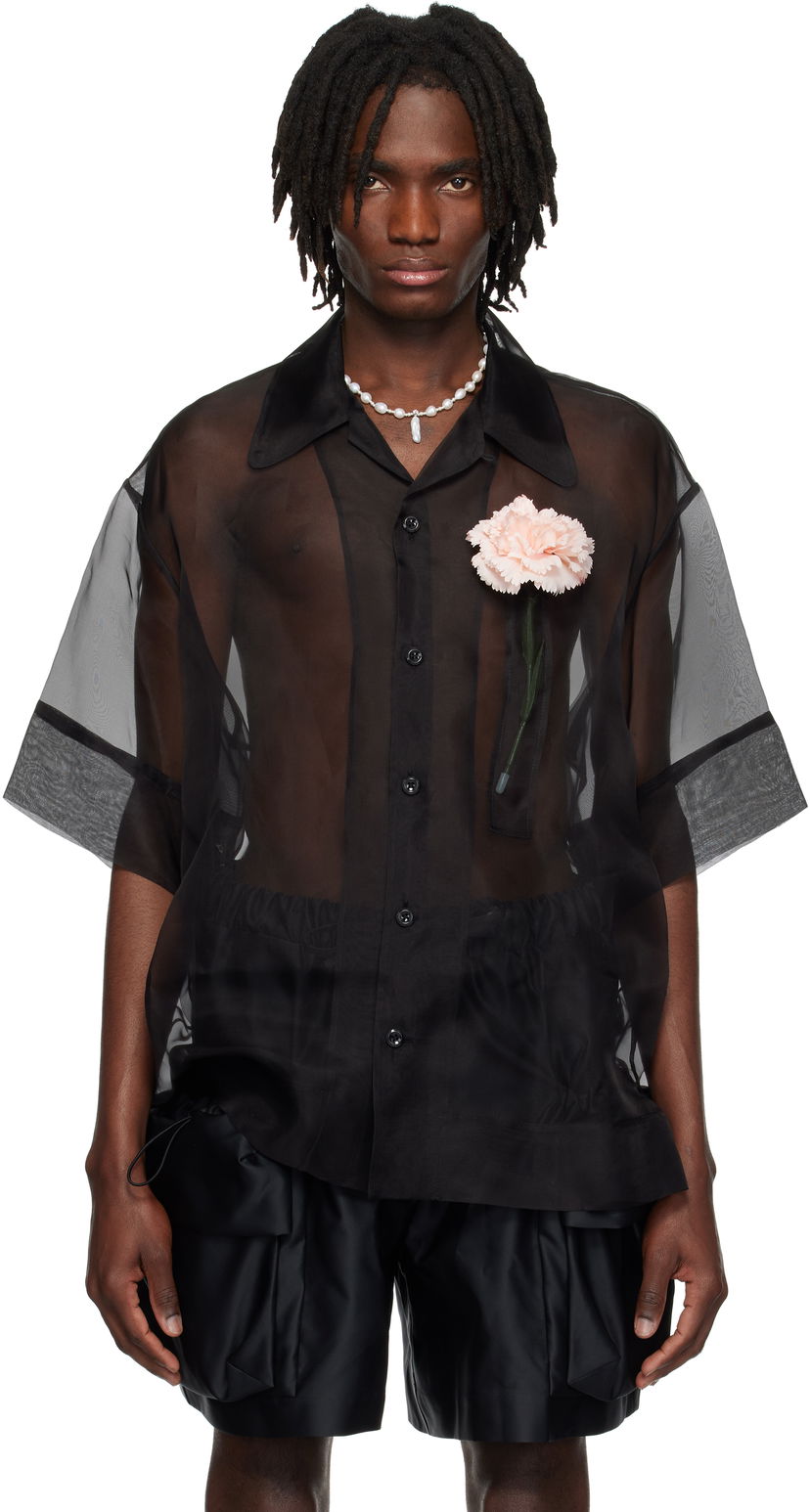 Сорочка Simone Rocha Simone Rocha Carnation Pocket Boxy Shirt чорний | 5332 0360