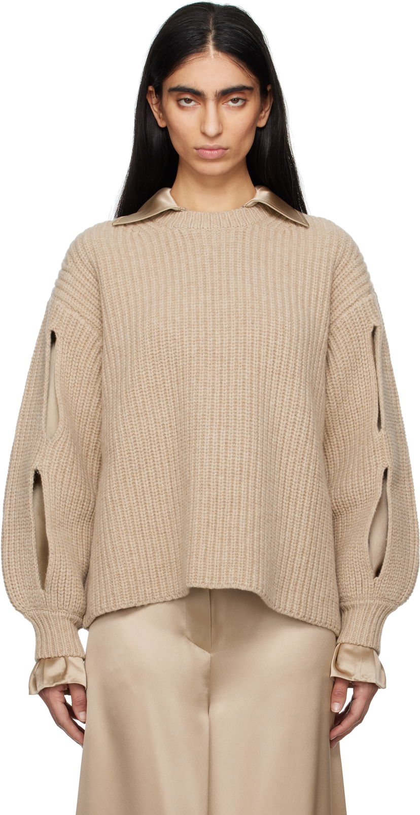 Cветр Nanushka Nanushka Jacint Cutout Detail Sweater бежевий | NW25RSSW11674