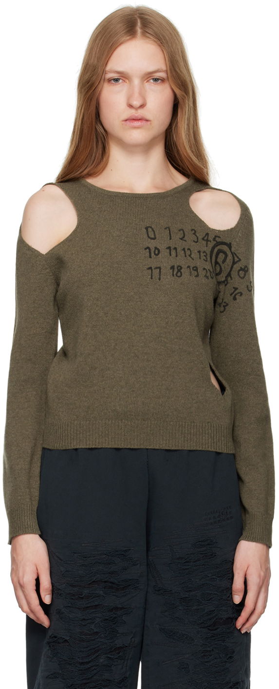 Cветр Maison Margiela Cut Outs Sweater Зелений | S62NH0034 M13071