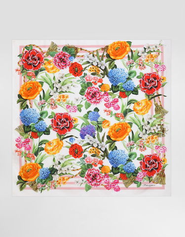 Шарф Dolce & Gabbana Dolce & Gabbana Floral-Print Silk Twill Square Scarf Різнокольоровий | FN090RGDCV9HD5KU, 0