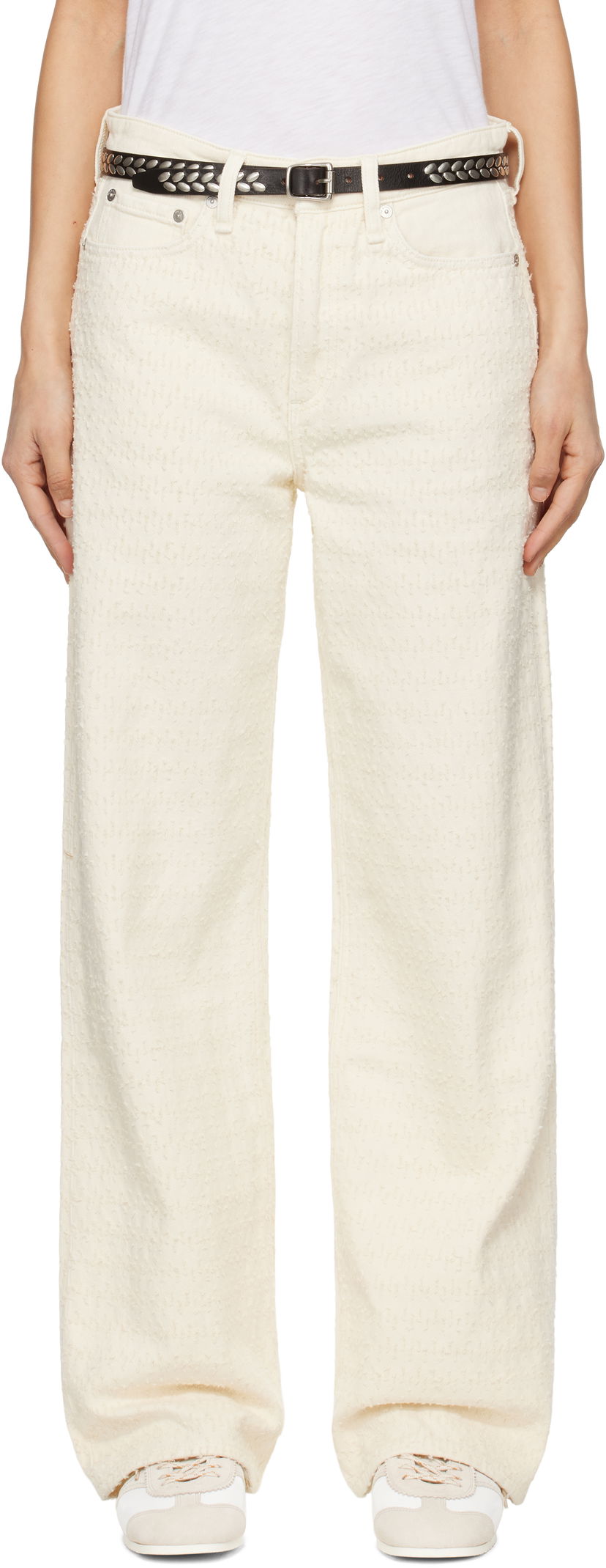 Штани rag & bone rag & bone Logan Mid-Rise Wide Leg Jeans білий | WDD25S2935RGET