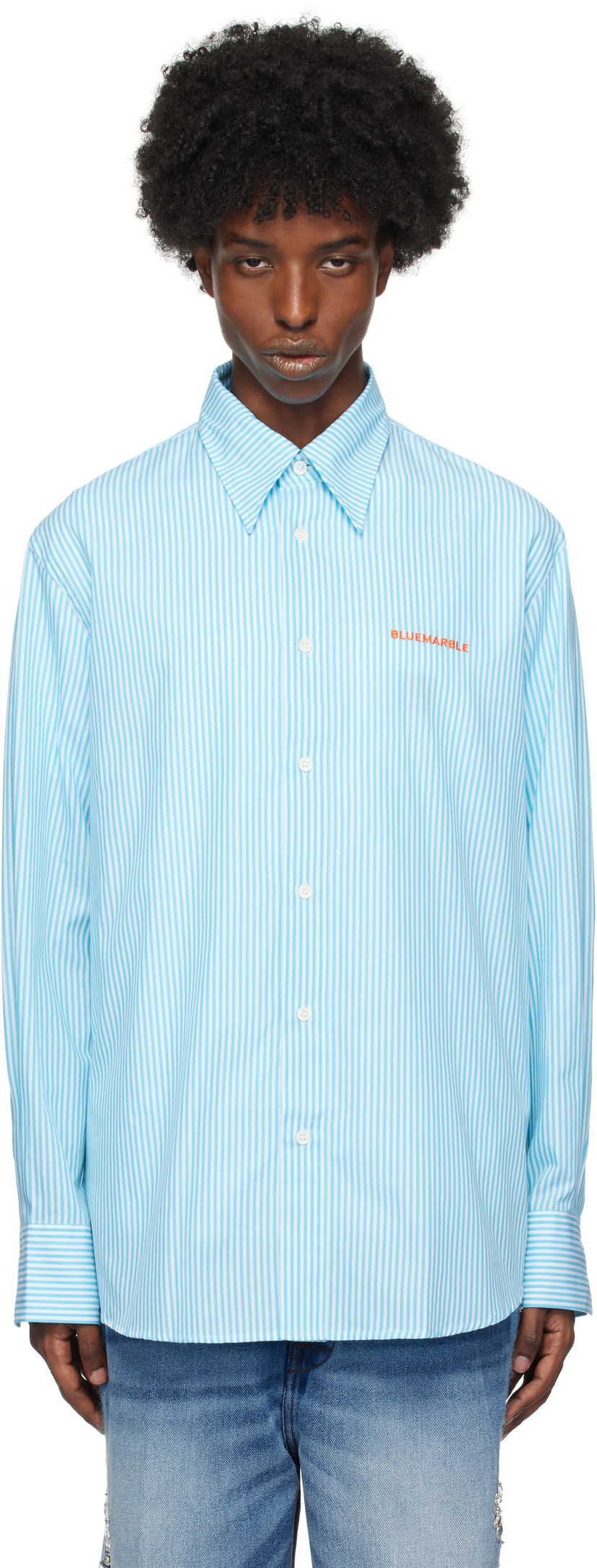 Сорочка Bluemarble Striped Poplin Shirt Синій | SH29 PO26B24 BLU