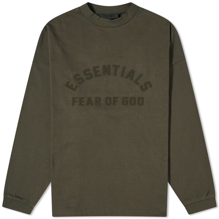 Футболка Fear of God ESSENTIALS Long Sleeve Printed T-Shirt Зелений | 125SP242010F