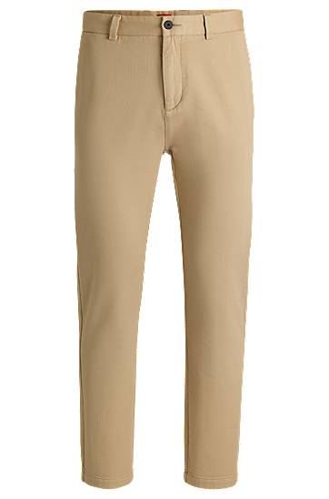Штани BOSS Slim Fit Regular Rise Cotton Twill Trousers бежевий | 50533851