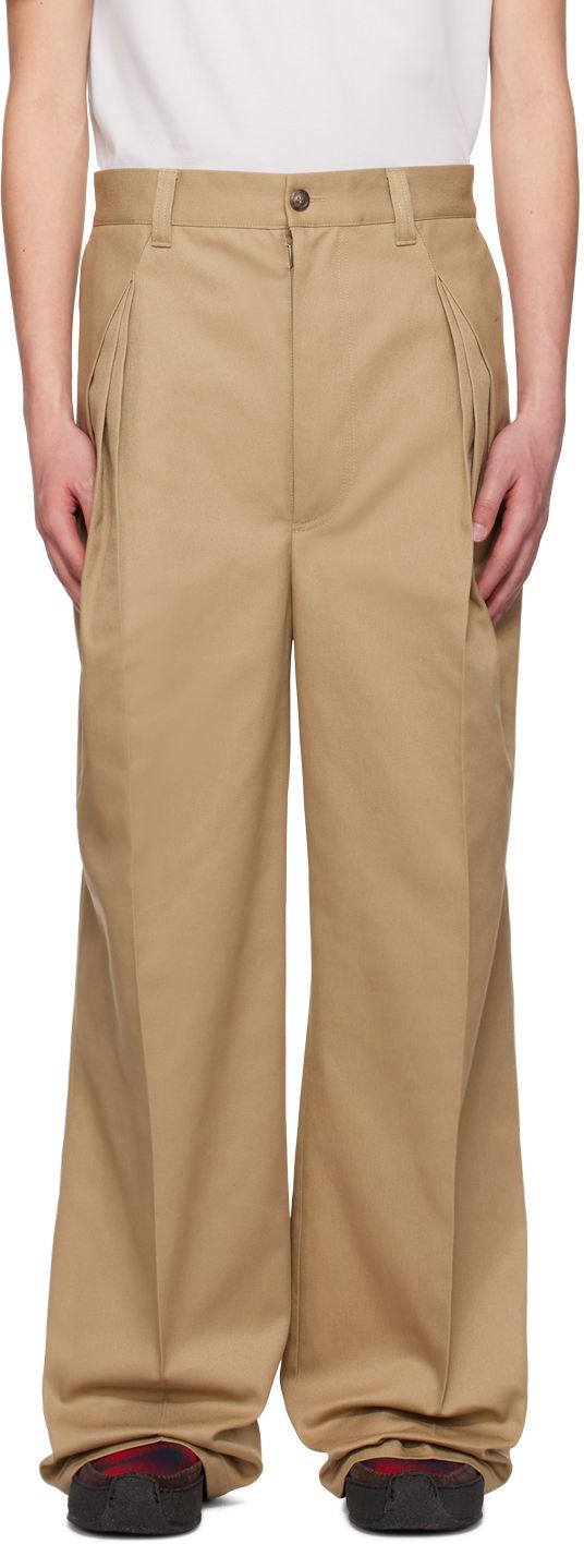 Штани Maison Margiela Knife Pleats Wide Leg Trousers бежевий | S67KA0055 S54042