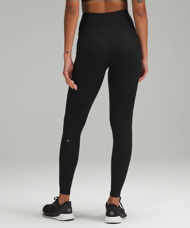 Легінси lululemon Fast and Free High-Waisted Fleece Pockets Leggings 71 cm Size 10 чорний | prod11530529, 2