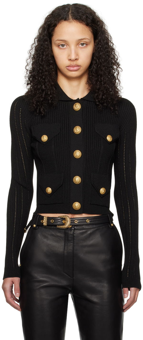 Cветр Balmain Button Cardigan чорний | CF1KL150KF24