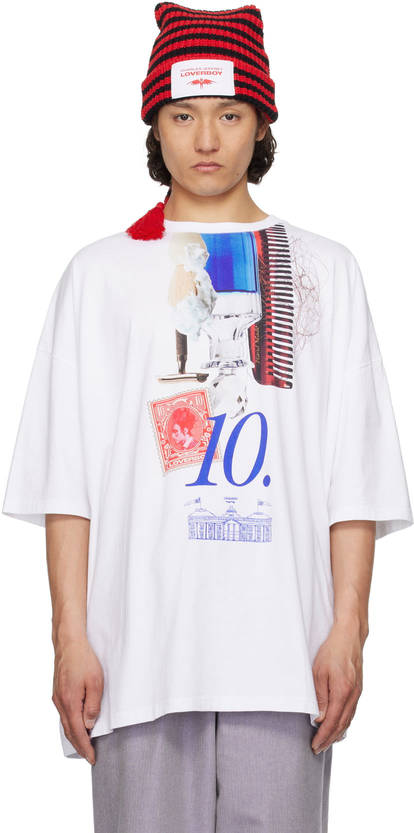 Футболка Charles Jeffrey Loverboy Charles Jeffrey LOVERBOY Oversized '10' Year Graphic T-Shirt білий | 54100601