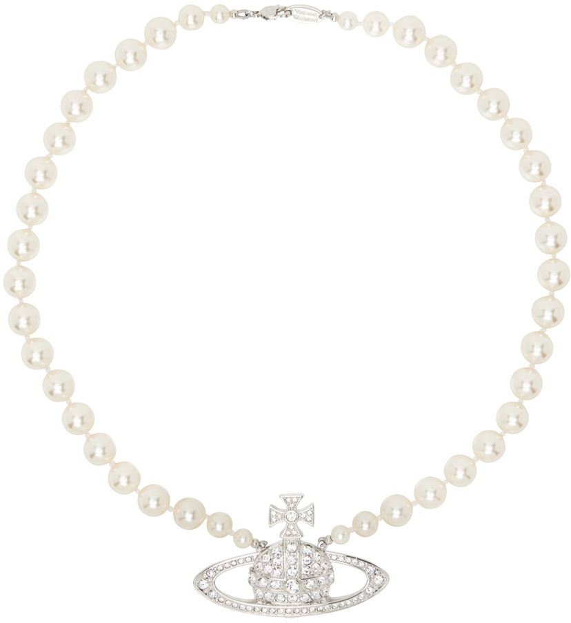 Кольє Vivienne Westwood Vivienne Westwood Pearl Bas Relief Choker Necklace білий | 63010099-02P104-CN