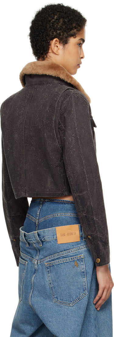 Куртка Alexander Wang Alexander Wang Workwear Cropped Denim Jacket with Shearling Collar Коричневий | 1WC4242501, 2