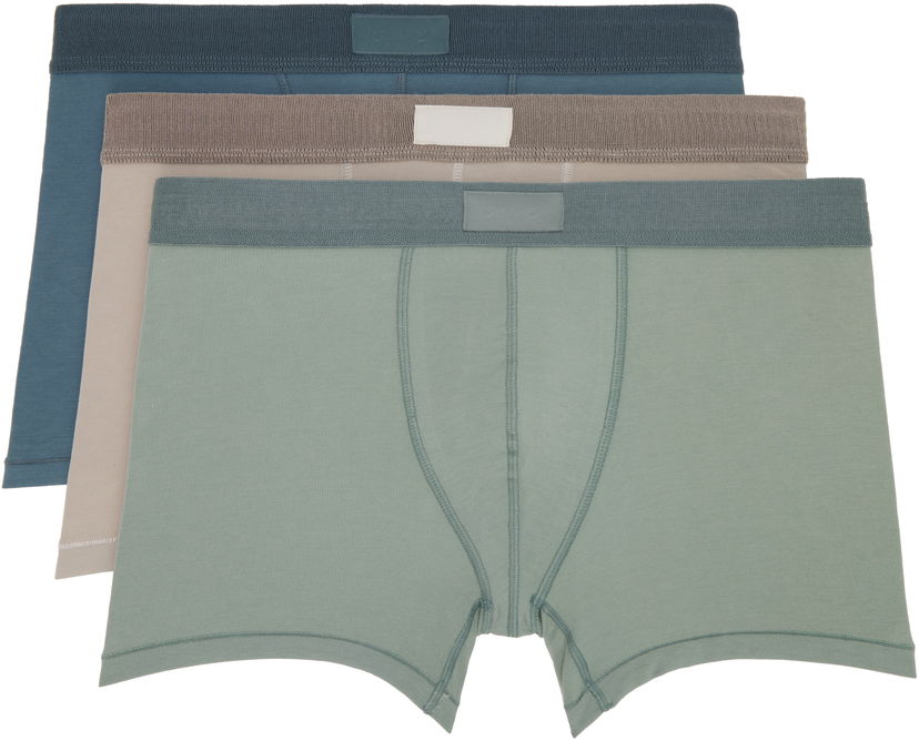 Боксери SKIMS SKIMS Cotton Boxer Briefs - Three-Pack Зелений | BO-BBR-5634M-STONE MULTI