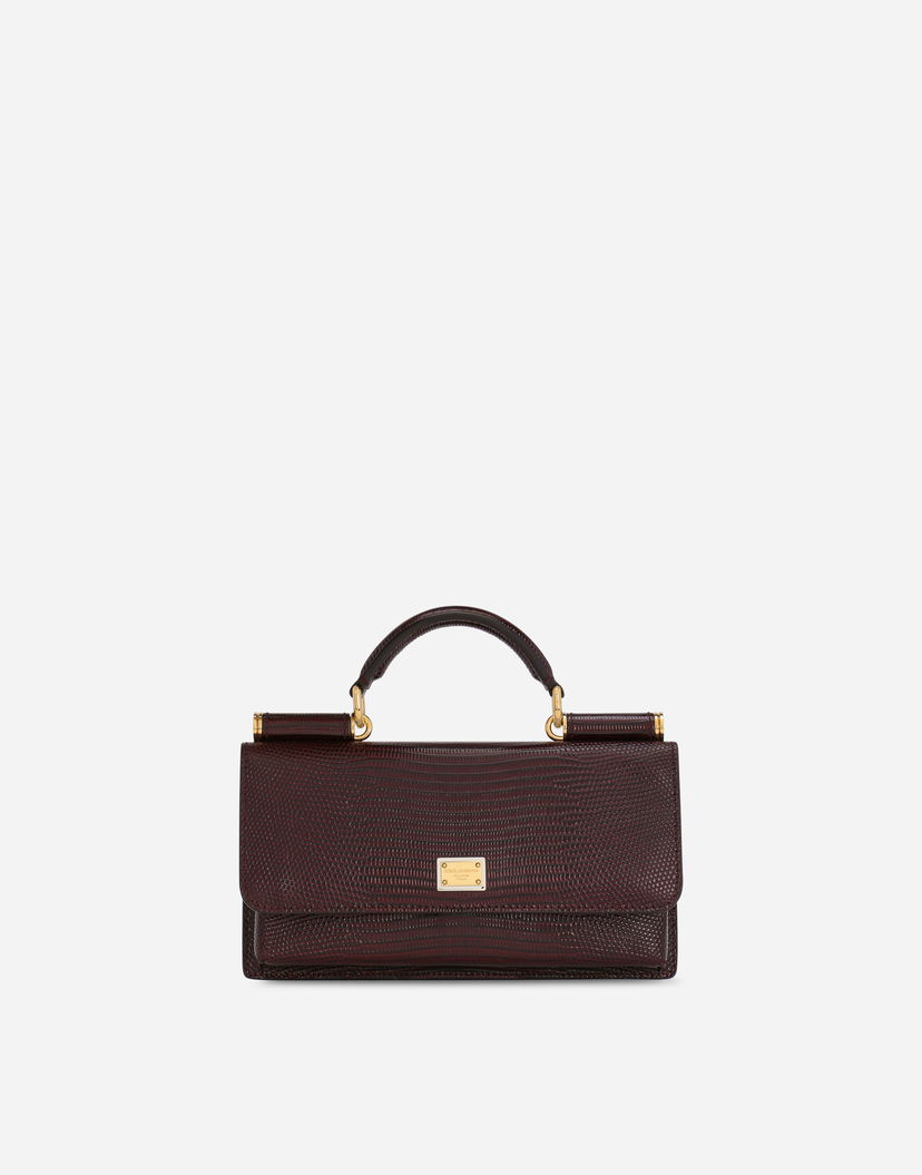 Сумочка Dolce & Gabbana Iguana-print Mini Leather Bag Коричневий | BI3280A109580342