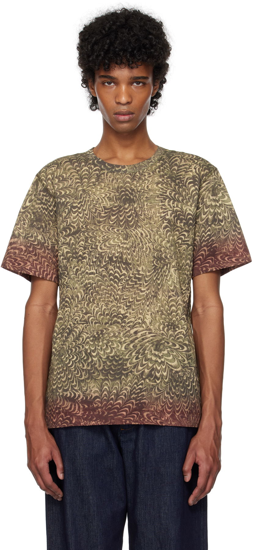Футболка Dries Van Noten Dries Van Noten Printed Cotton T-Shirt Зелений | 251-021145-1609