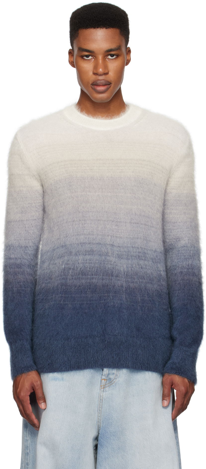 Cветр Off-White Mohair Gradient Sweater Синій | OMHE170F24KNI0010610
