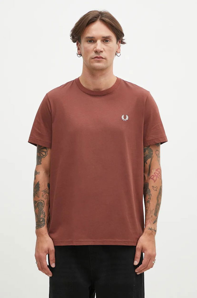 Футболка Fred Perry Crew Neck T-Shirt With Print Коричневий | M1600.W52