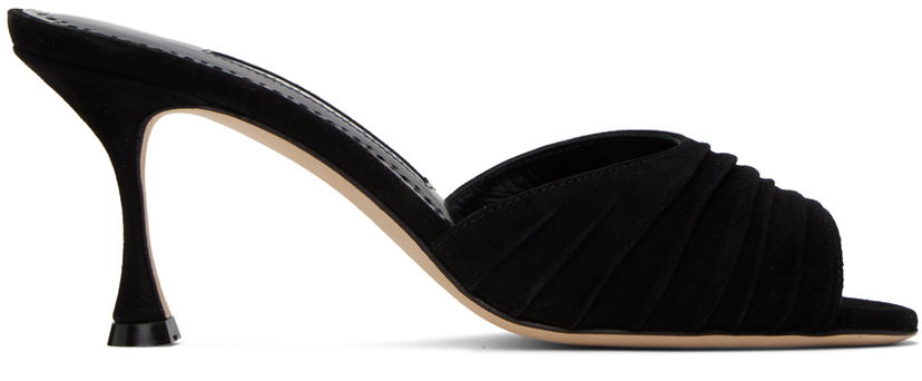 Аксесуари Manolo Blahnik Manolo Blahnik Pirua Suede Heeled Mules чорний | 423-1671