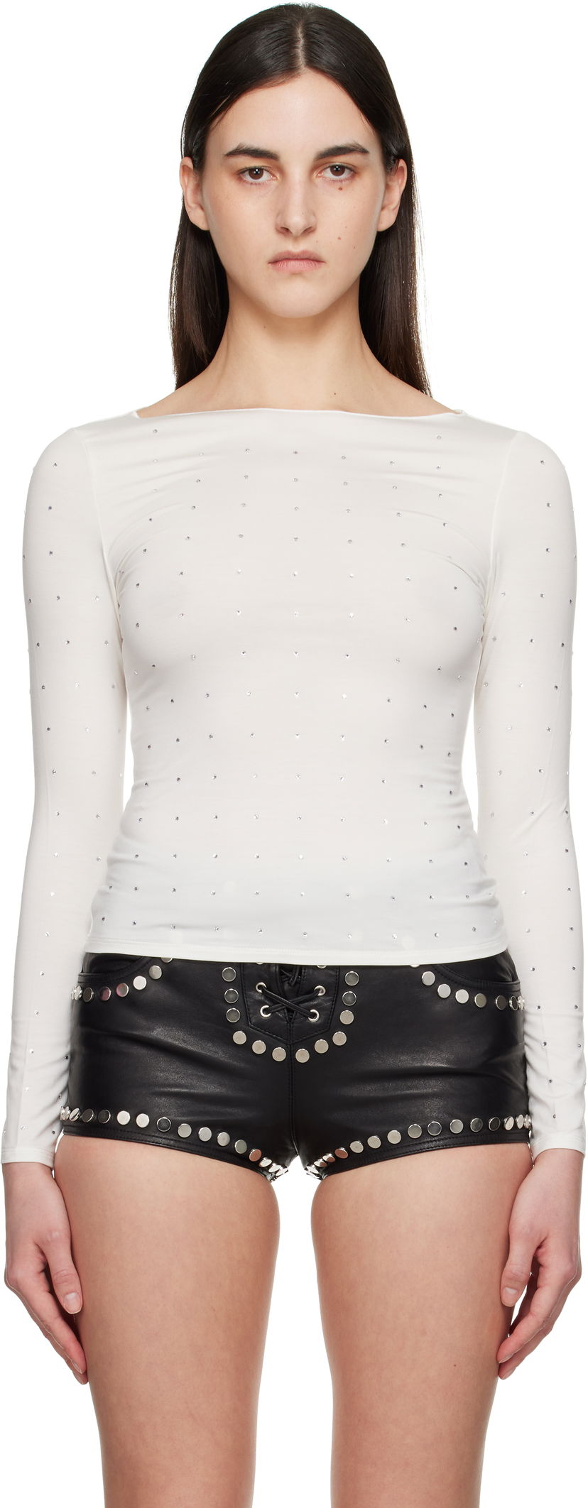 Футболка Miaou Miaou Amelia Crystal-Embellished T-Shirt білий | 7183TJRPEA