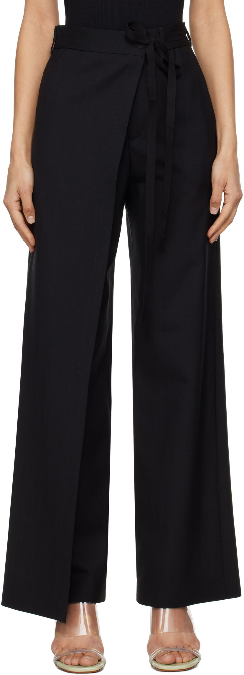 Штани Maison Margiela MM6 Maison Margiela Tailoring Wool Canvas Tie Trousers чорний | S52KA0518 M35080
