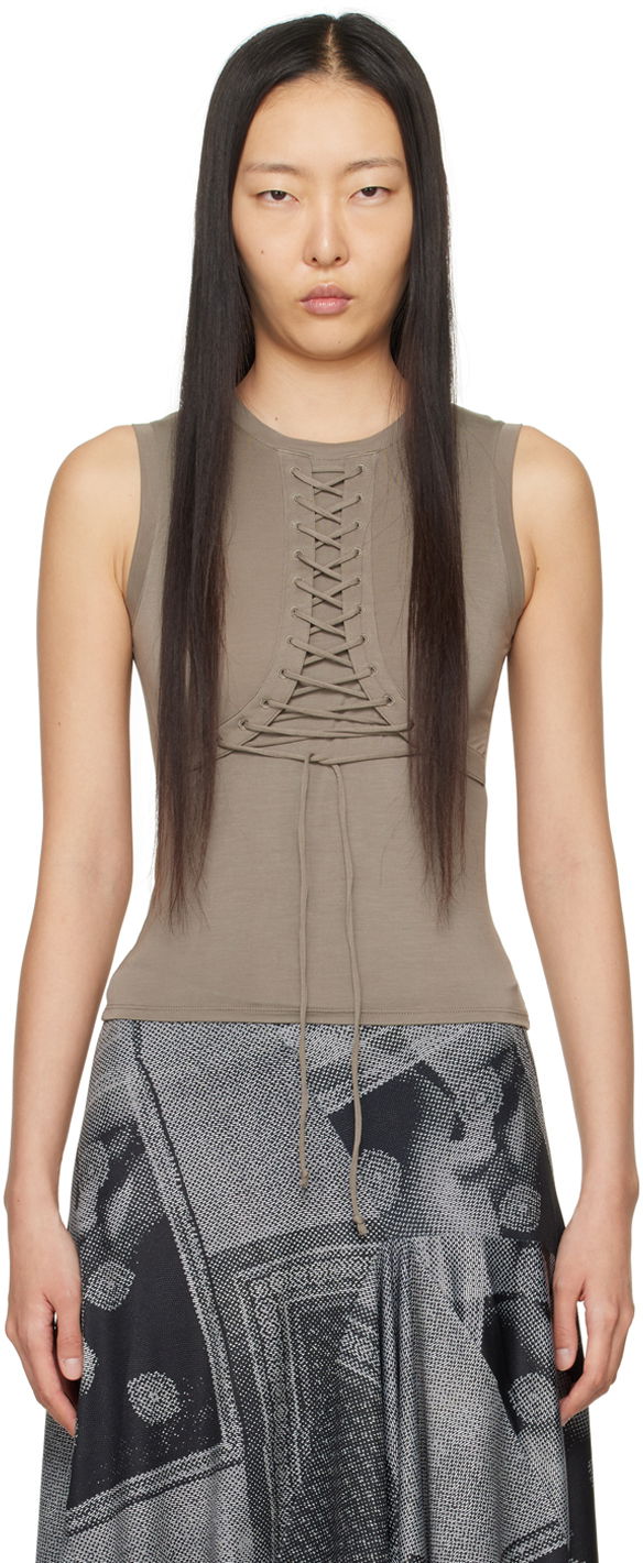 Безрукавка Miaou Miaou Zora Lace-Up Tank Top Коричневий | 7127TJBFOX