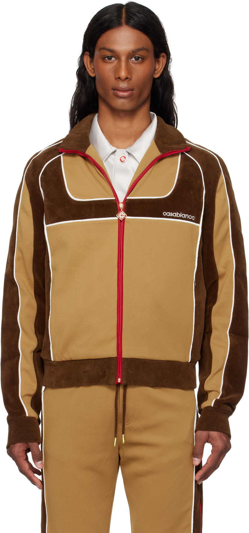 Спортивний костюм Casablanca Casablanca Chenille Panelled Track Jacket Коричневий | MS25-JTP-342-01