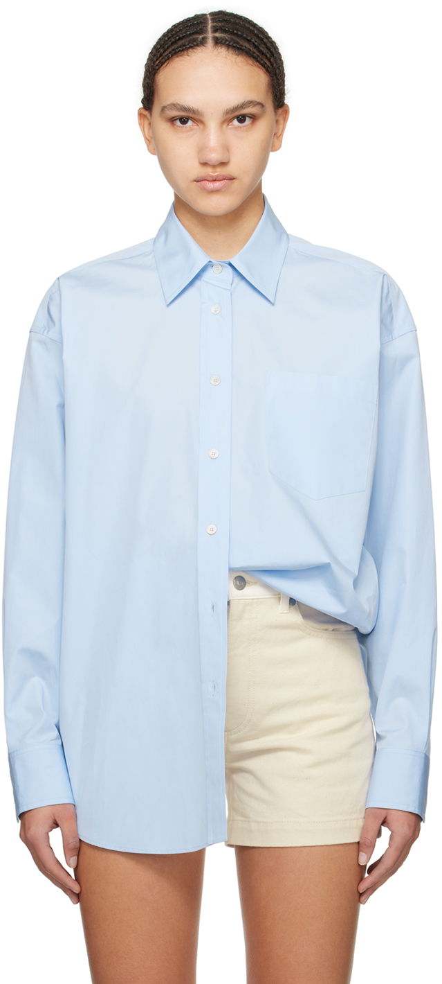Сорочка Stella McCartney Stella McCartney Women's Patch Pocket Shirt Синій | 620093SMA90