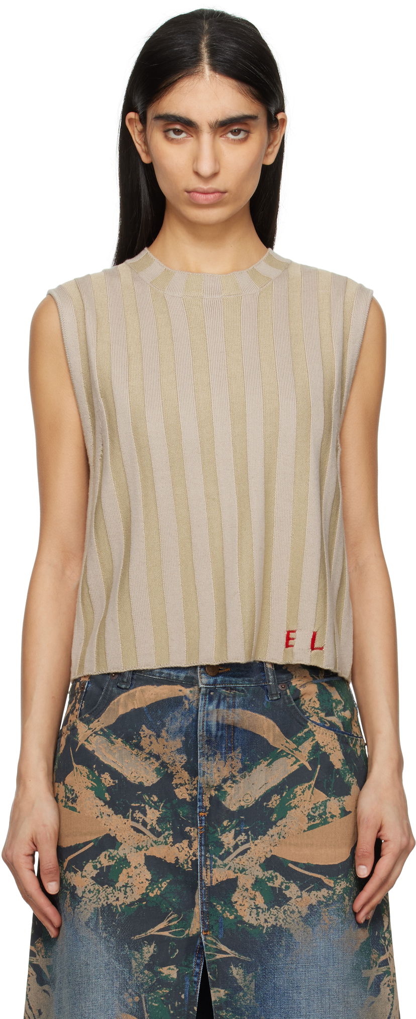 Безрукавка Eckhaus Latta Eckhaus Latta Keyboard Sleeveless Knit Top бежевий | 8025-EL-PS25-DU -