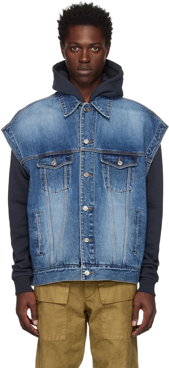 Жилет We11done We11done Oversized Trucker Vest Синій | WD-DV3-22-385-U-BL