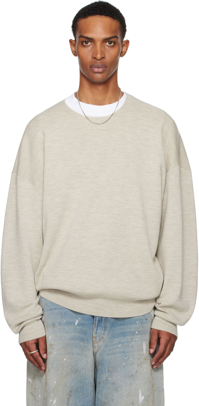 Cветр Fear of God Fear of God ESSENTIALS Merino Long Sleeve Crewneck Sweater бежевий | 192SP256492F
