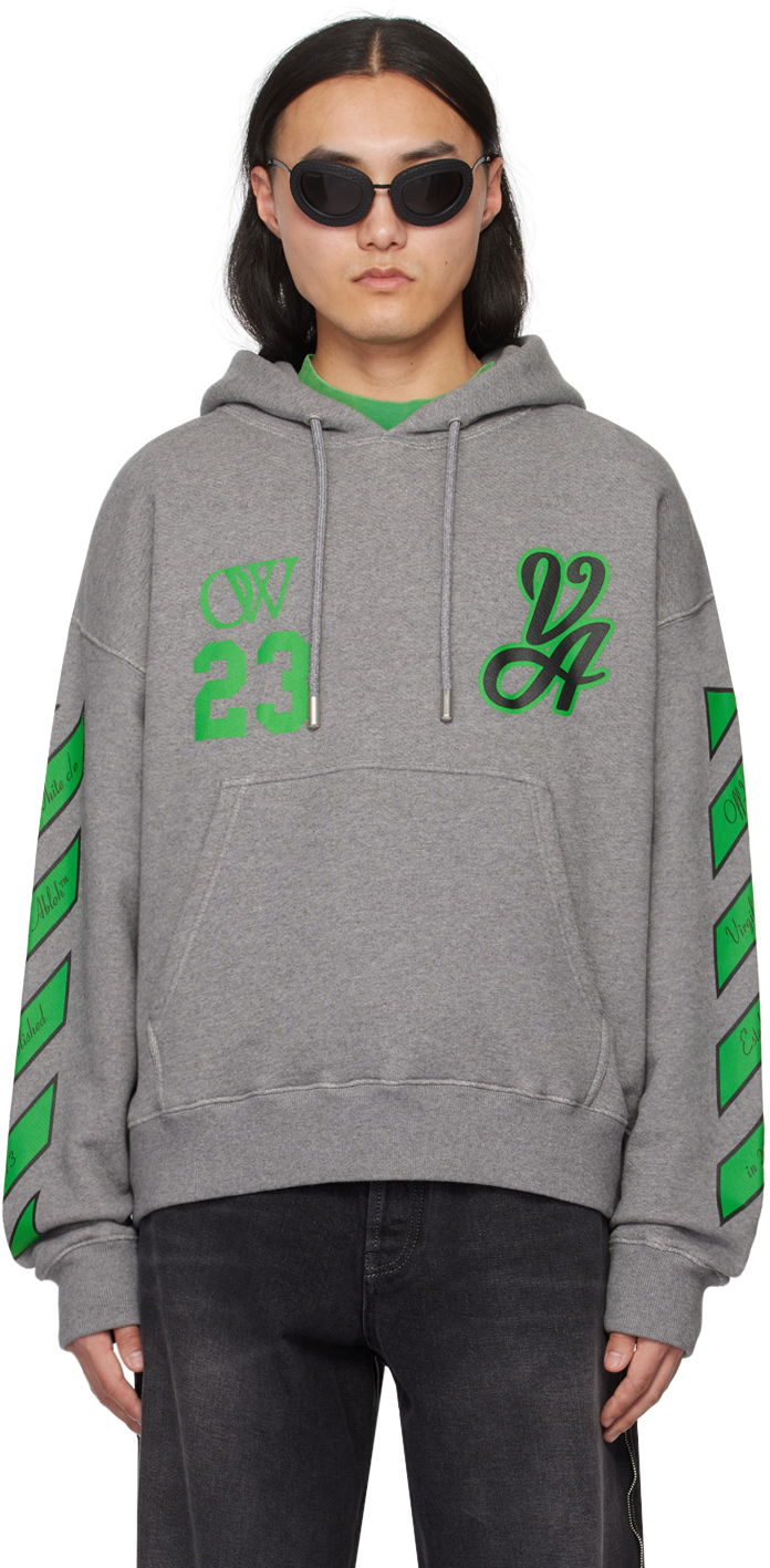 Світшоти Off-White Gray Varsity Hoodie Сірий | OMBB085S24FLE0140655